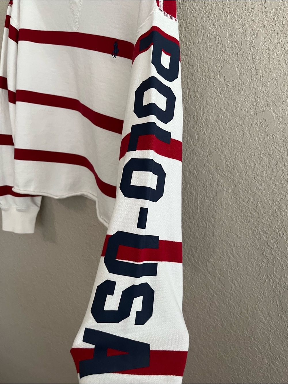 Polo Ralph Lauren Striped Polo USA Graphic Cropped Sweatshirt Medium - Picture 5 of 11